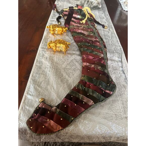 Katherine's Collection Wayne Kleski Christmas Stocking ribbon woven 24” velvet - Picture 4 of 16